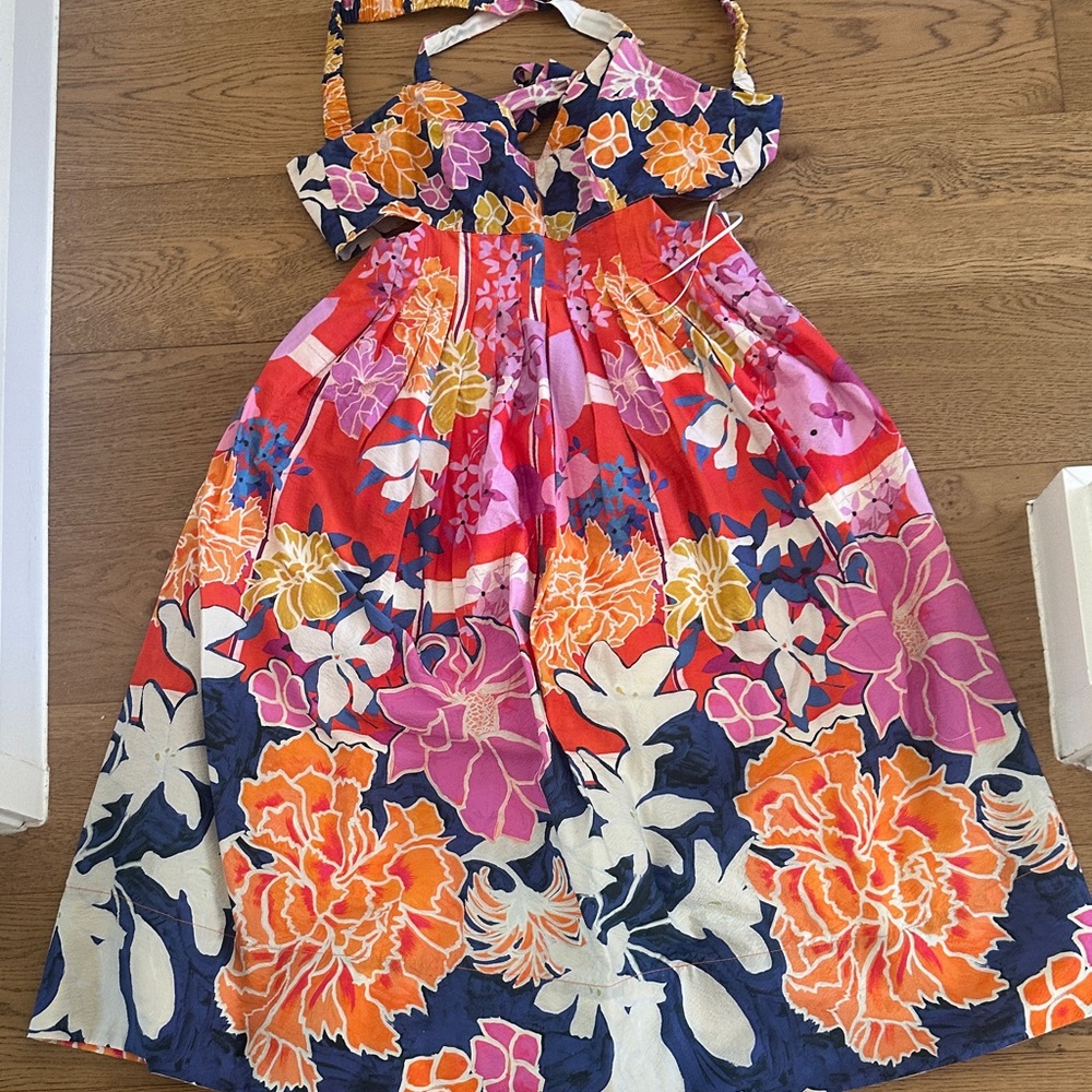 Maeve Vibrant Floral Maxi Dress in Red, Orange, and Purple